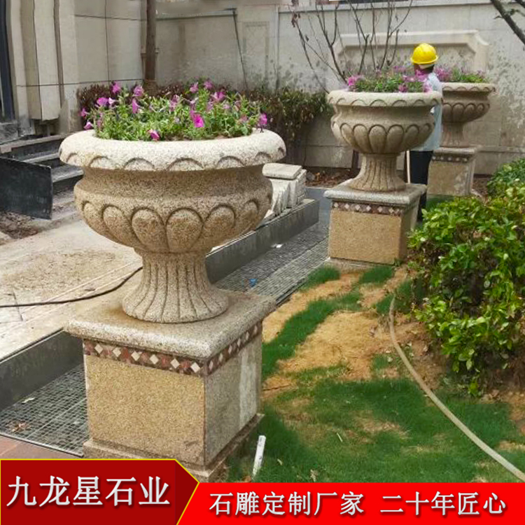 一波園林石雕花盆圖片 大氣優雅